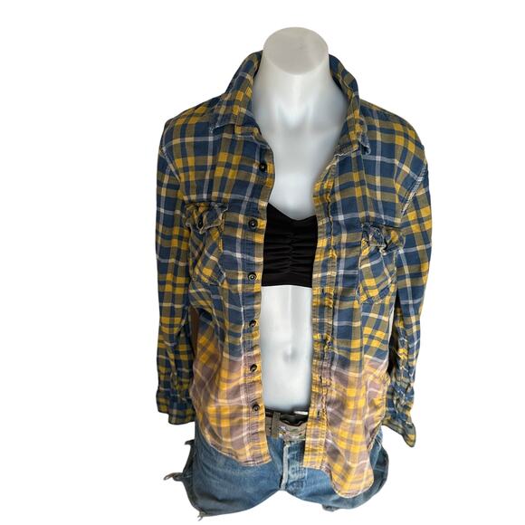 Snowboarding Flannel Plaid Shirt Shacket MEDIUM Oversized Unique Ski Grunge - Picture 4 of 6